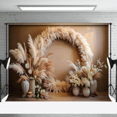 Aperturee - Aperturee Boho Pampas Grass Floral Vase Wedding Photo Backdrop